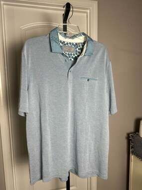 Ted Baker London Light Blue Patterned Collar Polo Shirt Size 7 #332